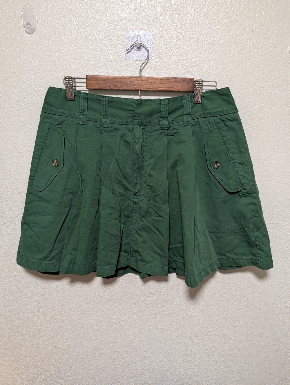 Free People Pleated Dark Green Women’s Cargo Skirt Sz 12